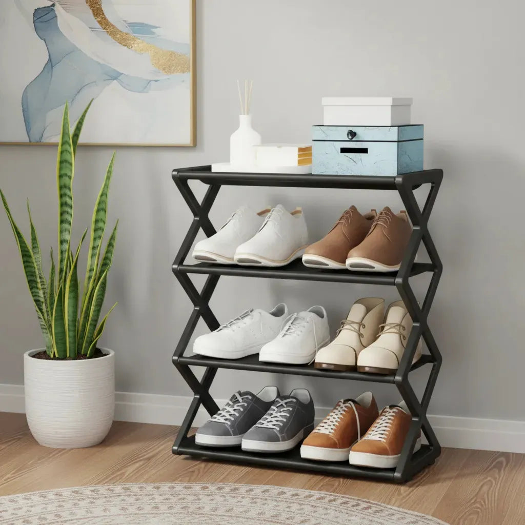 Zapatera Organizadora de 4 Niveles Multiuso – Color Negro