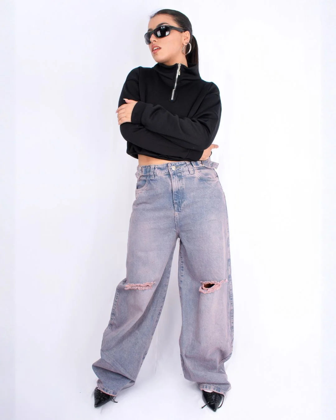 Jean Baggy Rosa Rotos – Estilo Urbano y Fit Oversize
